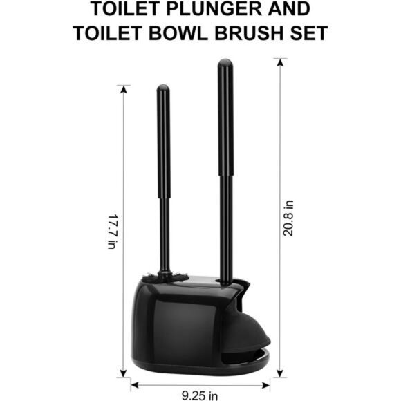 Toilet Brush and Plunger Set Heavy Duty Bathroom Cleaner Hidden Storage Black - Picture 2 of 7